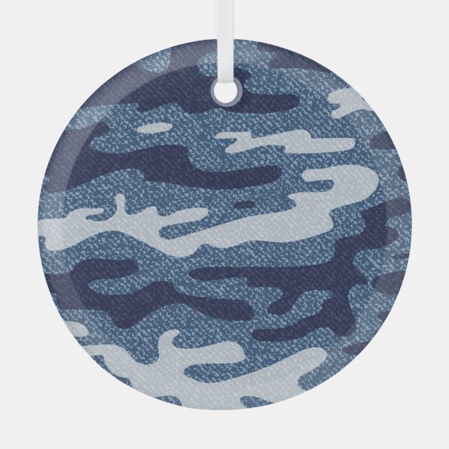 Camouflage Spotted Denim Jeans Pattern Glass Tree Decoration (Front)