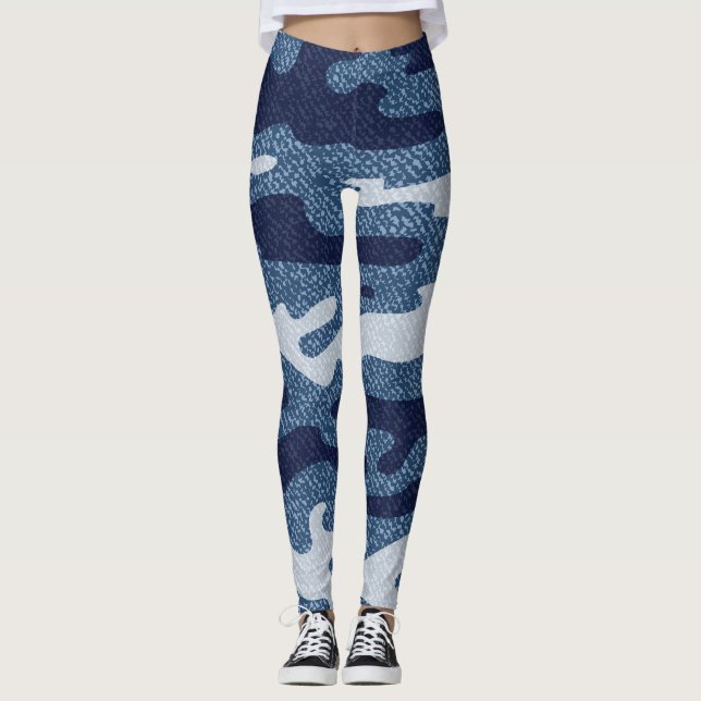 Camouflage Spotted Denim Jeans Pattern Leggings (Front)