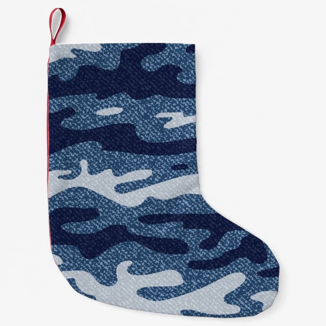 Camouflage Spotted Denim Jeans Pattern Small Christmas Stocking (Front)