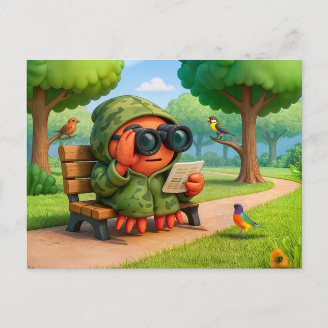 Camouflage Spy Crab Observing Park Surroundings Qu Postcard (Front)