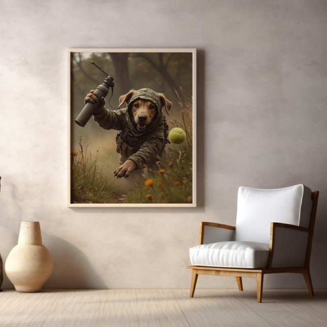 Camouflage, Tennis Ball, And Tactical Paws Poster (Creator Uploaded)