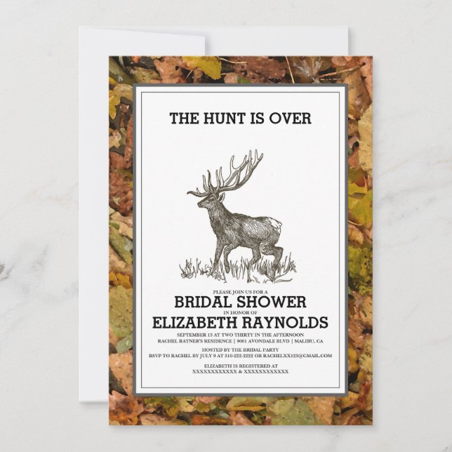 Camouflage The Hunt is Over Bridal Shower Invites (Front)