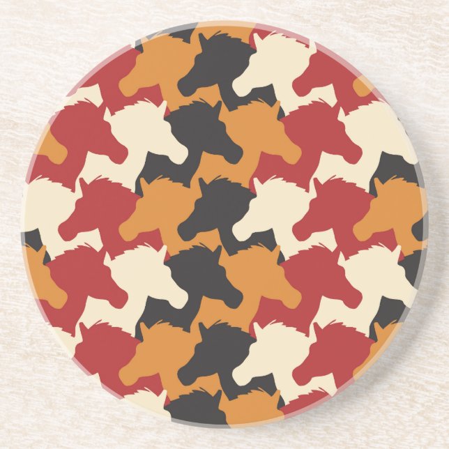 Camouflage unicorn heads, repeating pattern. coaster (Front)