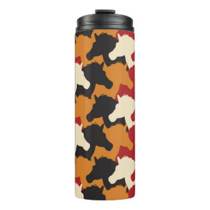 Camouflage unicorn heads, repeating pattern. thermal tumbler
