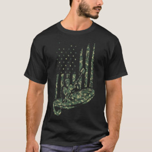 Camouflage Us Flag Canoe Paddling Outdoor Sport Ka T-Shirt