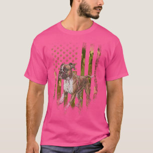 Camouflage Usa Camo Flag Boxer Dog 4Th Of July T-Shirt