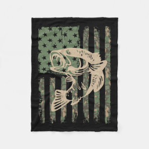 Camouflage Usa Flag Big Mouth B Fishing 1 Fleece Blanket