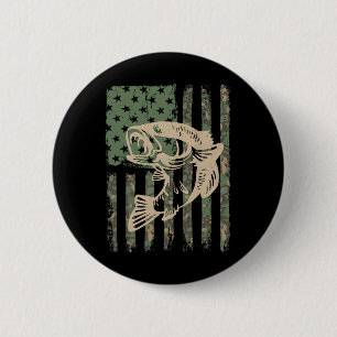 Camouflage Usa Flag Big Mouth B Fishing Gift 6 Cm Round Badge