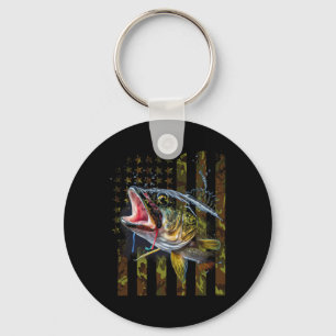 Camouflage Usa Flag Big Mouth B Fishing  Key Ring