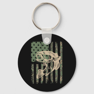 Camouflage Usa Flag Big Mouth Byss Fishing 1 Key Ring
