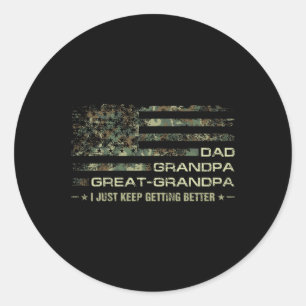 Camouflage Usa Flag Fathers Day Great-grandpa Dad Classic Round Sticker