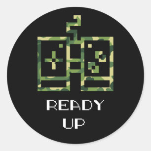 Camouflage Video Game Controller Ready Up Gamer Classic Round Sticker
