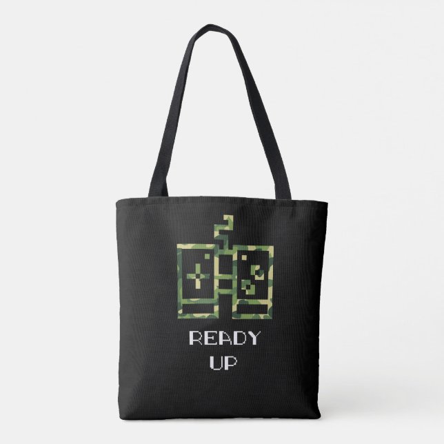 Camouflage Video Game Controller Ready Up Gamer Tote Bag (Back)