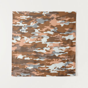 Camouflage wallpaper with polka dots abstract seam tapestry