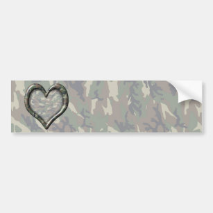 Camouflage Woodland Forest Heart on Camo Bumper Sticker