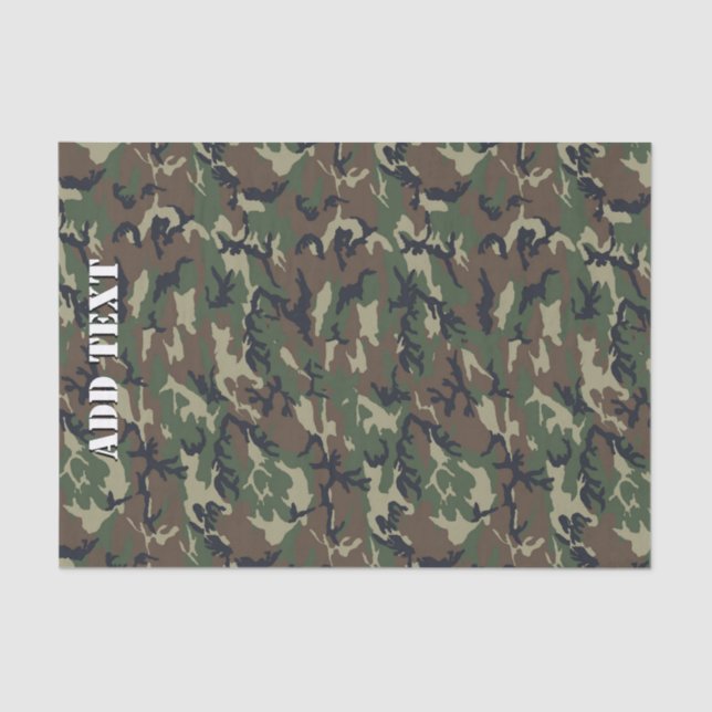 Camouflage Woodland Green Military Pattern Tissue Paper (Front)