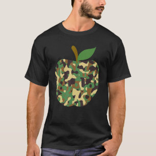 Camouflaged Apple First Day Of School Teaching Tea T-Shirt