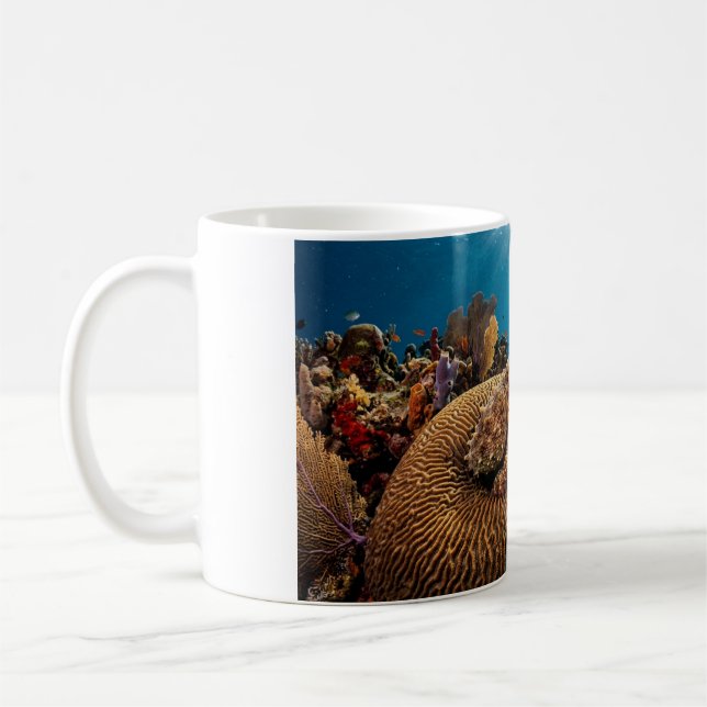 Camouflaged Octopus and Coral Coffee Mug (Left)