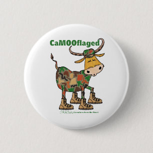 Camouflauge Bull 6 Cm Round Badge