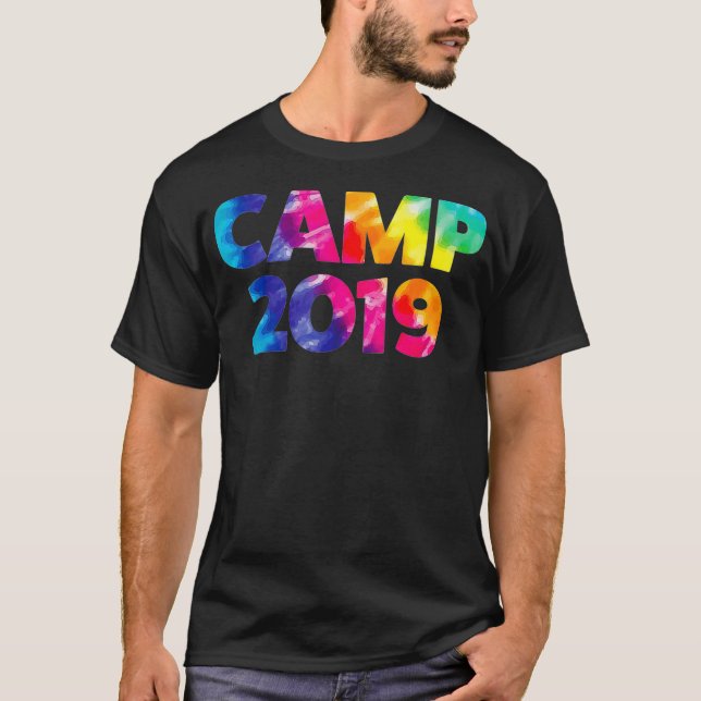 Camp 2019  Summer Sleepaway Campers Tie Dye Autogr T-Shirt (Front)