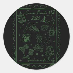 Camp Bach 2025 Team Bride Retro Camping Bacheloret Classic Round Sticker