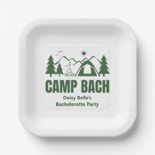 Camp Bach Bachelorette Green Paper Napkin Plate