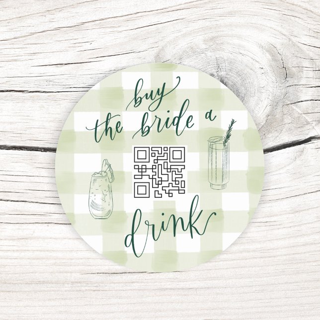 CAMP BACH BUY THE BRIDE A DRINK QR CODE STICKER  (CAMP BACH- Last Trail before the Veil- Buy the Bride a drink Custom QR code- Bach Party Supplies)