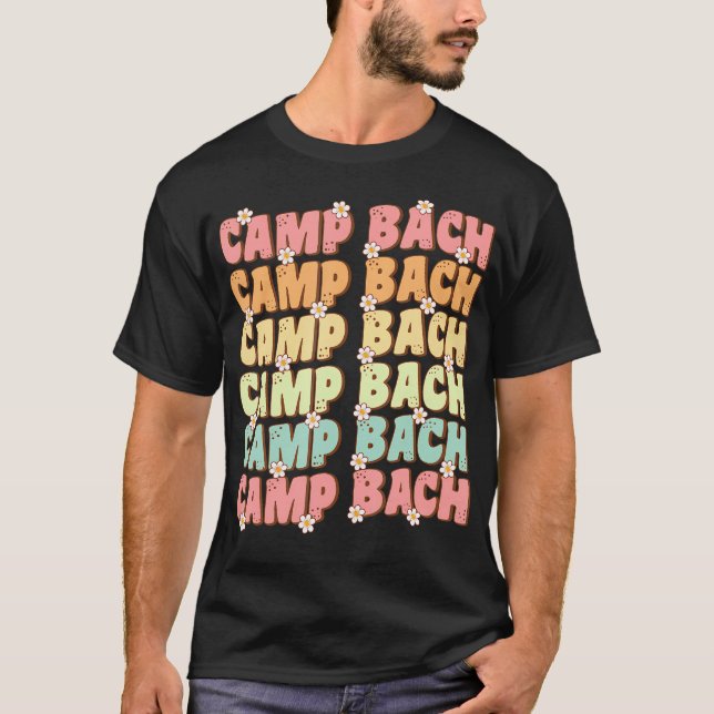 Camp Bach Groovy Bride Squad Camping Bachelorette  T-Shirt (Front)