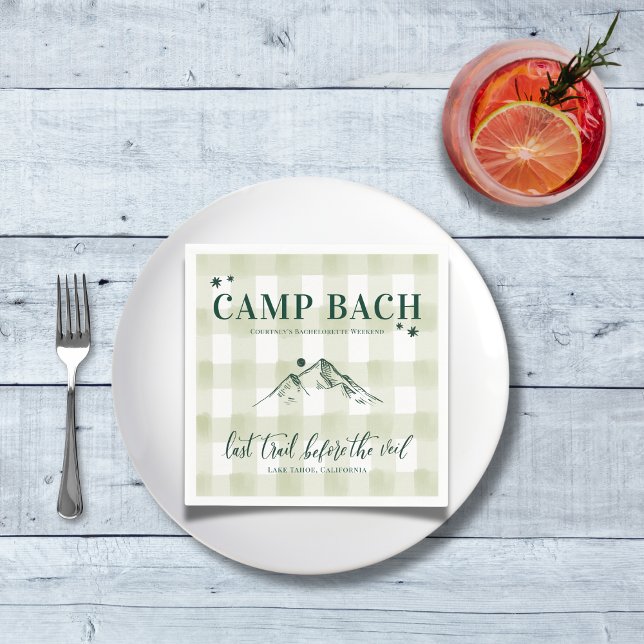 CAMP BACH-Last trail to the Veil Cocktail Napkins (CAMP BACH- Last trail before the veil Bachelorette Party Custom Cocktail Napkins | Outdoorsy BACH)