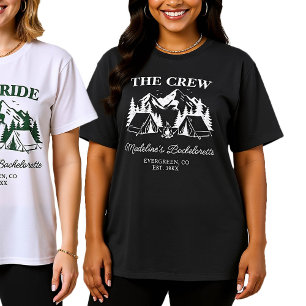 Camp Bachelorette Camping Forest Modern Cabin Crew T-Shirt
