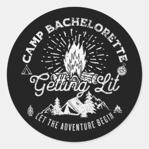 Camp Bachelorette Getting Lit Bride Party Matching Classic Round Sticker