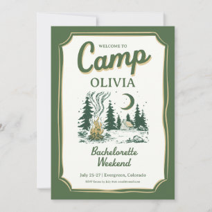 Camp Bachelorette Green Glamping Itinerary  Invitation