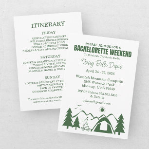 Camp Bachelorette Green Weekend Invitation