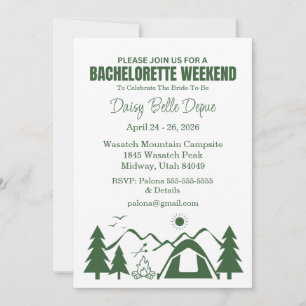 Camp Bachelorette Green Weekend Invitation
