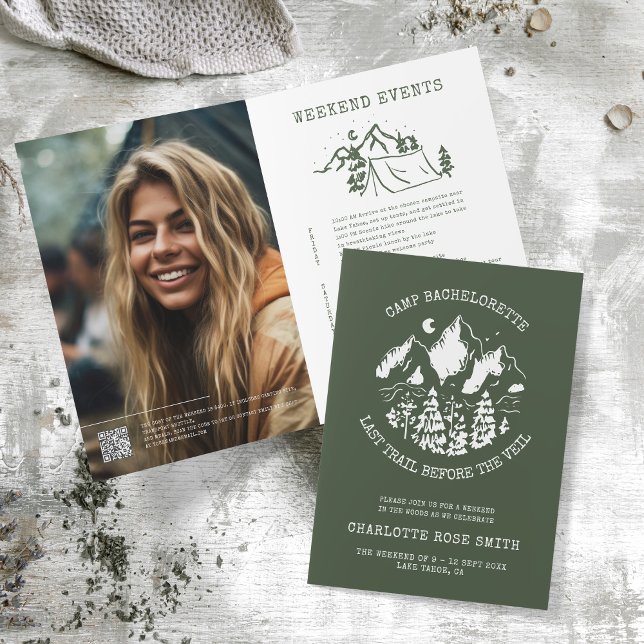 Camp Bachelorette Modern Rustic Bachelorette Party Invitation (Creator Uploaded)