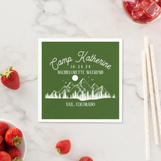 Camp Bachelorette Mountain Glamping Weekend Party Napkin