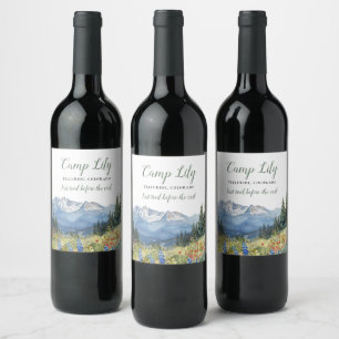 Camp Bachelorette Mountain Hiking Weekend Party Wine Label
