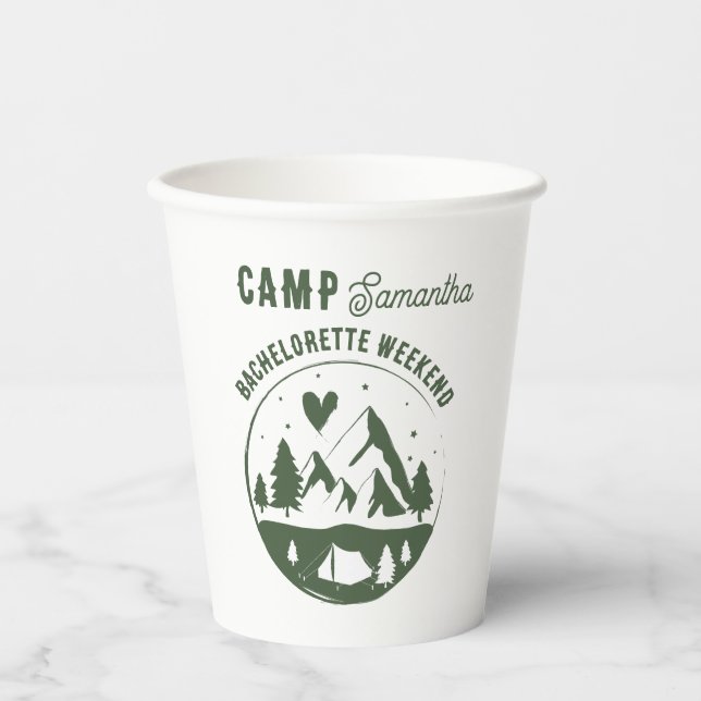 Camp Bachelorette Party Camping Bach  Paper Cups (Front)