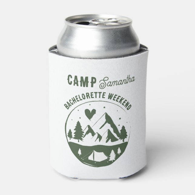Camp Bachelorette Party Camping Bach Weekend Can Cooler (Can Front)