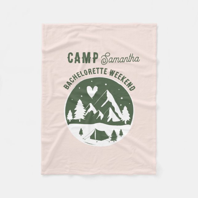 Camp Bachelorette Party Camping Bach Weekend Pink Fleece Blanket (Front)