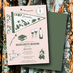 Camp Bachelorette Party Camping Bach Weekend Pink Invitation