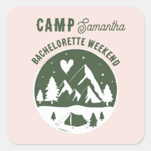Camp Bachelorette Party Camping Bach Weekend Pink Square Sticker