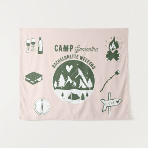 Camp Bachelorette Party Camping Bach Weekend Pink Tapestry