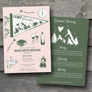 Camp Bachelorette Party Camping Weekend Itinerary  Invitation