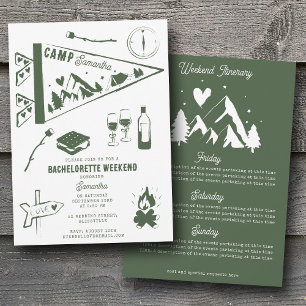 Camp Bachelorette Party Camping Weekend Itinerary Invitation