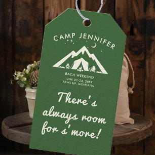 Camp Bachelorette Party Forest Green S'more Gift Tags