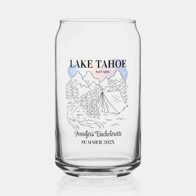 Camp Bachelorette Party Girls Trip Camping Custom Can Glass (Front)