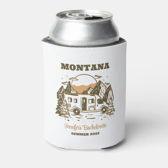 Camp Bachelorette Party Girls Trip Glamping Custom Can Cooler (Can Back)