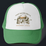 Camp Bachelorette Party Girls Trip Glamping Custom Trucker Hat<br><div class="desc">Experience Adventure with Camp Bachelorette Party Custom Gifts! Gear up for an unforgettable bachelorette party that blends outdoor excitement with personalised style. This custom merchandise is the perfect addition to your camp-themed celebration, adding a touch of elegance and individuality to your bach trip. Elevate your camping experience with this custom...</div>