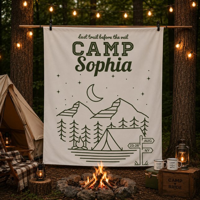 Camp Bachelorette Party Glamping Camping Tapestry (Creator Uploaded)